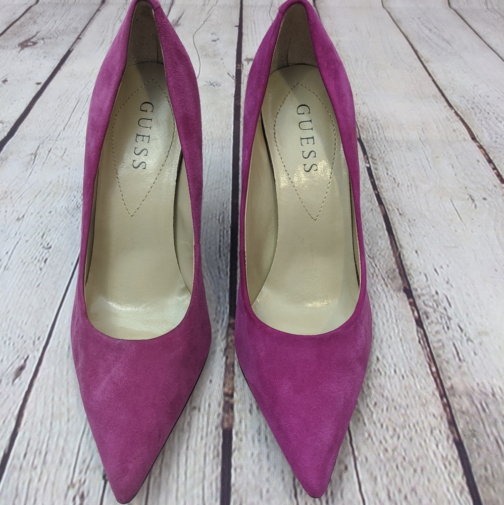 Guess Pointy Toe Pink Suede Shoes 6.5m - Picture 10 of 12